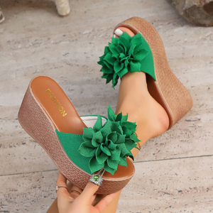 Nouvelles sandales compensées M03 à plateforme épaisse pour femme, collection été 2025, style mode fleuri, grandes tailles, pour le commerce international - Product Image 5