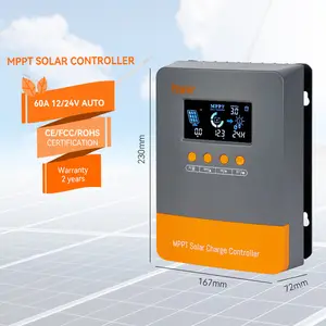 PowMr Controlador de Carga MPPT solar 60A, melhor preço, 12V, 24V, 36V, 48V, 99% de alta eficiência