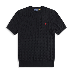 Pull-over décontracté à col rond et manches courtes 100 % coton uni pour homme, collection printemps-été, vente en gros transfrontalière pour jeunes garçons - Product Image 3
