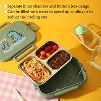 Boîte à lunch durable en acier inoxydable pour enfants et adultes, 25 oz, anti-fuite, conteneur de stockage alimentaire à trois compartiments