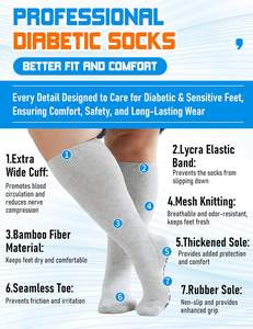 Calcetines Anchos de Bambú para Diabéticos, Antideslizantes, Antibacterianos, con Suela Gruesa, Ajuste Holgado, Sin Compresión - Product Image 3