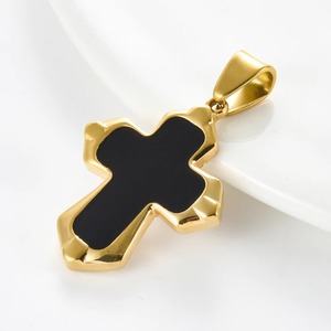 Pendentif croix en acier inoxydable, petit et mignon, pour collier, pour hommes et femmes, émail coulant, poli à la main, breloques tendance, bijoux cadeaux, 1 pièce - Product Image 5