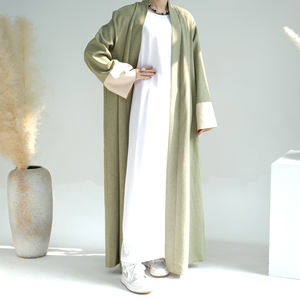 Haute qualité Ramadan Polyester Simple Abaya femmes robe musulmane <span class=keywords><strong>Turquie</strong></span> Style ouvert Abaya vêtements islamiques Cardigan - Product Image 3