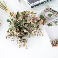 Feuilles d'eucalyptus artificielles givrées en gros, longue durée, aspect naturel et réaliste, pour bouquets de mariée, mariages et Noël