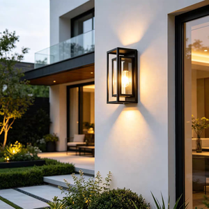 Lámpara de Pared de Aluminio Impermeable IP65 Europea, 3000K, Negra, para Patio o Pasillo, Bombilla E27 LED, Decorativa para el Hogar - Product Image 5