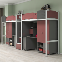 Lit superposé combiné avec bureau et armoire, lit de dortoir moderne en fer pour étudiants universitaires, appartements, structure intégrée supérieure/inférieure