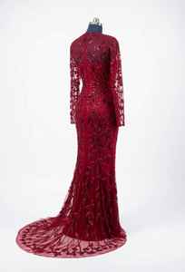 Robe de soirée longue de qualité supérieure, entièrement perlée à la main, pour femmes, idéale pour les réceptions et événements formels, disponible en gros. - Product Image 4