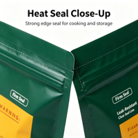 Sachets Doypack personnalisés imprimés avec logo, qualité alimentaire, pour cuisson vapeur et stockage des aliments