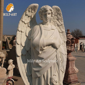 Sculpture d'ange grandeur nature sur mesure, <span class=keywords><strong>statue</strong></span> d'ange masculin en marbre blanc debout pour hôtel - Product Image 3