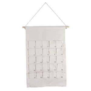 Caja de calendario de Adviento de Navidad colgante 2025, lienzo, uso doméstico, 24 espacios, Beige, 60cm - Product Image 2