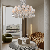 Fabrication de lustres de luxe de grande taille à 24 lumières pour les villas et les hôtels, application élégante, grand lustre en cristal K9