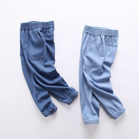 Großhandel Kinder Jeans hose Einfarbig 100-160cm Kinder Straight Hose Sommer Thin Boy Jeans