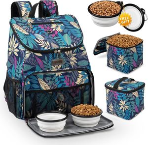 Free Sample Genuine Leather <b>Dog</b> Travel Bag with 2 <b>Collapsible</b> <b>Bowls</b> Fashion Style for Camping & Weekend Pet Use - Product Image 5