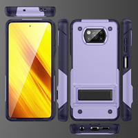 Penutup ponsel Premium 2-in-1 untuk Xiaomi Poco X3 NFC desain dudukan anti-jatuh dengan perlindungan lensa terbuat dari bahan PC