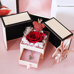 Petit cadeau pour la Saint-Valentin, boîte à bijoux en forme d'ours à double porte, rose <span class=keywords><strong>éternel</strong></span>le, coffret cadeau, collier créatif pratique, fabricants - Product Image 1