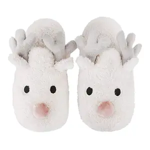 Z405 supérieur doux enfant Animal ménage pantoufle anti-dérapant semelle hiver moelleux mignon renne chambre ménage pantoufle pour enfant