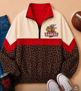 Chaqueta Cortavientos Personalizada con Estampado <span class=keywords><strong>de</strong></span> Leopardo Vintage y <span class=keywords><strong>Cuadros</strong></span>, Logotipo Bordado, Cierre <span class=keywords><strong>de</strong></span> Cremallera 1/4 - Product Image 3