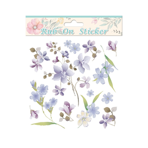 Floral Rub on <b>Sticker</b> Sheet with 12 Designs Purple and Blue <b>Flowers</b> 15x15cm Waterproof & Eco-Friendly for Home Decoration - Product Image 1