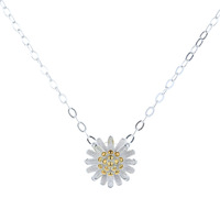 Perhiasan Perak Sterling 925 Motif Daisy Kalung Gelang Cincin Anting Tusuk untuk Wanita Set Perhiasan Krisan Korea Modis Grosir