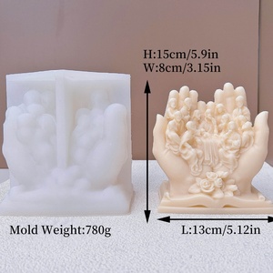 Moule en silicone TangChu pour bougie religieuse, Jésus et la Sainte Famille dans les mains, moule 3D DIY pour bougie, décoration d'intérieur, moule pour bougie parfumée, résine - Product Image 6