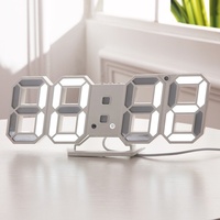 Horloge murale numérique AIKS 3D LED avec thermomètre, calendrier perpétuel et affichage des phases lunaires pour salon OEM ODM