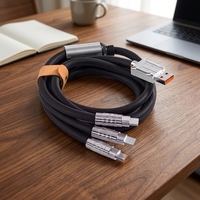 Kabel Pengisian Daya USB Type-C ke C 120W Baru 2026, Kabel Silikon 3-in-1 PD, Kabel Data Pengisian Cepat