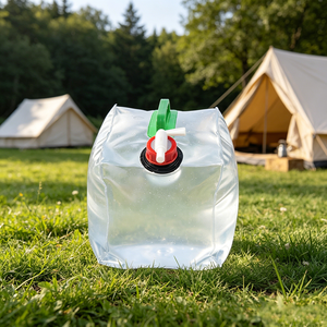 Bouteille d'eau transparente en PVC de grande capacité 20L, seau pliable carré pour le camping, stockage d'eau - Product Image 5