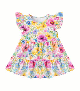 Robe d'été pour bébé fille GSD3534, à manches courtes, à motif de marguerites blanches, vente en gros - Product Image 3