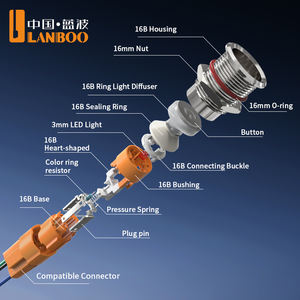 LANBOO 16mm 10A 푸시 버튼 스위치, 패널 설치 두께 ≤ 12mm, IP65 방수, LED 표시기가 있는 9-24V. - Product Image 6