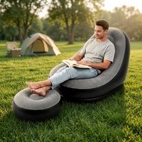 Canapé gonflable moderne et portable, transfrontalier, inclinable et pliable avec repose-pieds, en velours pour l'extérieur