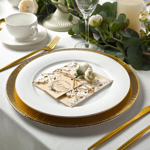 Fournisseurs chinois en gros de vaisselle en céramique, assiettes de base à bord doré <span class=keywords><strong>pour</strong></span> mariage - Product Image 2