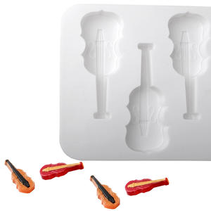 6 violín instrumentos musicales moldes de silicona para hornear pasteles francés Mousse pastel moldes DIY guitarras moldes para galletas de Chocolate - Product Image 3