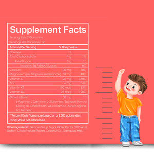 Kualitas terbaik suplemen makanan tinggi pertumbuhan Vegan Gummie untuk anak-anak dan remaja mendukung kalsium suplemen tulang kuat - Product Image 2