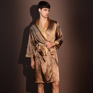 Peignoir en <span class=keywords><strong>satin</strong></span> pour <span class=keywords><strong>homme</strong></span>, nouvelle collection printemps-été 2025, manches longues, en soie glacée fine, pyjama, <span class=keywords><strong>robe</strong></span> <span class=keywords><strong>de</strong></span> <span class=keywords><strong>chambre</strong></span> - Product Image 1