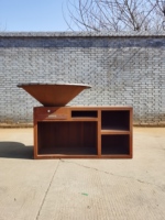 Table de barbecue moderne en acier Corten finition rouille, certification CE, taille 800-1000 mm, sécurité des flammes pour les fêtes de famille, utilisation en extérieur