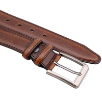 Sabuk Kulit Kasual Pria Motif Bunga Kulit Sapi dengan Gesper Alloy Lebar 3.3cm Grosir Jessi JE3711