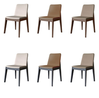 Chaises de salle à manger italiennes modernes, style nordique simple, pieds en bois massif, chaises de salle à manger décontractées avec dossier en cuir pour la maison, le salon, L046