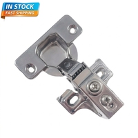 Charnière hydraulique à fermeture douce en acier inoxydable américain à bras court et plaque latérale étroite, pour portes de 16-22 mm d'épaisseur, design moderne