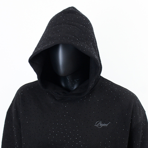 Topshow Tùy Chỉnh Màu Đen Thiết Kế Nặng Bông Pháp Terry Rhinestone Áo Thun Hoodies Cho Nam Giới - Product Image 2