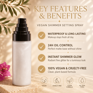 MLM Vegan <b>Waterproof</b> Makeup Setting Mist Spray 100ml Long Wear Shimmer Glitter Oil-Control Makeup Fixer for All Skin - Product Image 2