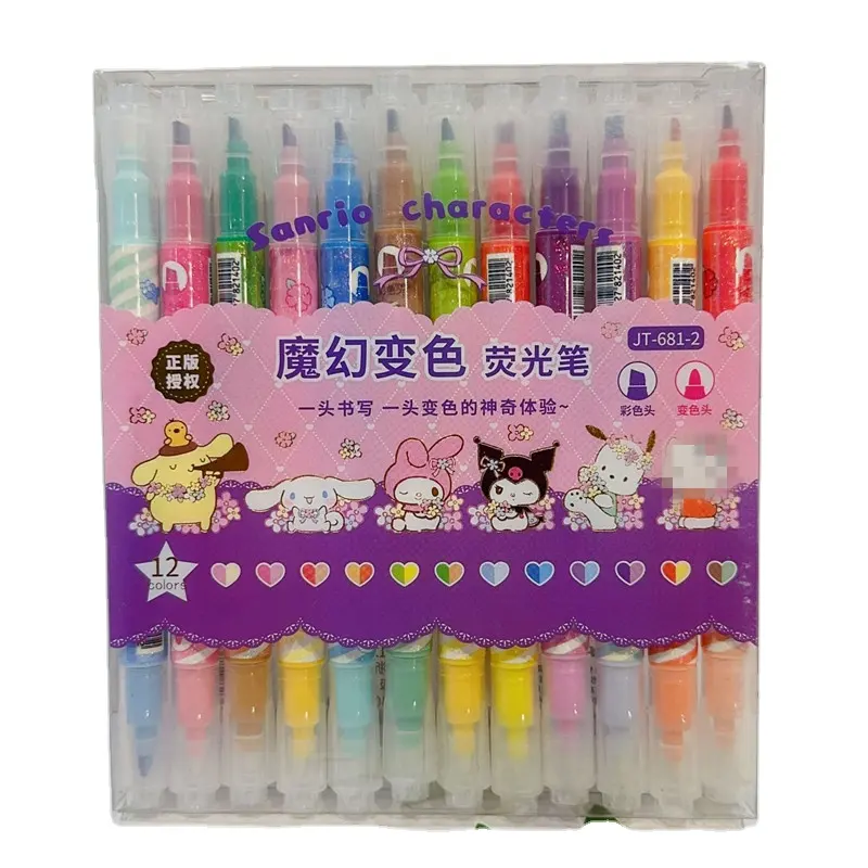 Kuromi Mymelody Cinnamoroll Pochacco highlighter Magic color-changing highlighter Cute cartoon color ledger pen