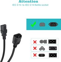 Câble d'alimentation d'extension robuste de 2 m, IEC C14 vers C13, calibre 1,0 mm², noir, pour PC, serveur, bouilloire, équipement industriel