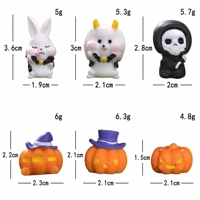 Décorations vintage fantaisistes en 3D pour Halloween, lapin et citrouille, kit d'artisanat en résine peint à la main, cadeau de festival, figurine miniature