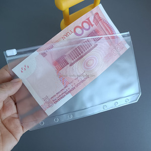 Pochettes transparentes en PVC givré A5 A6 A7, durables et flexibles, à 6 trous, avec fermeture éclair, pour classeur de budget - Product Image 2