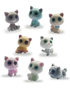 WJ4090 Mata Besar Mini Kartun Kucing Angka Bayi Anak-anak Safy Berbondong-bondong Plastik Mainan Hewan Peliharaan