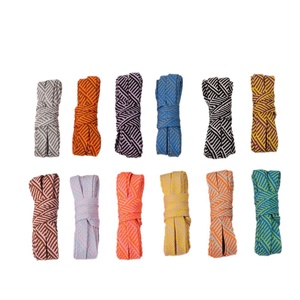 Lacets plats en polyester double couche de 1 cm de large, colorés et rayés, pour baskets et chaussures décontractées (vente en gros) - Product Image 2