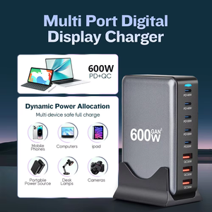 Cargador rápido PD de 600W, soporte <span class=keywords><strong>USB</strong></span> tipo <span class=keywords><strong>C</strong></span> de 8 puertos para teléfonos móviles, portátiles, PC, adaptador de base GaN de pared de carga rápida, potencia de salida de 30W - Product Image 2