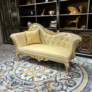 Sillón imperial de cuero francés RUI SEN, sofá de madera maciza tallada de lujo europeo, sillón reclinable neoclásico, sillón de descanso - Product Image 2