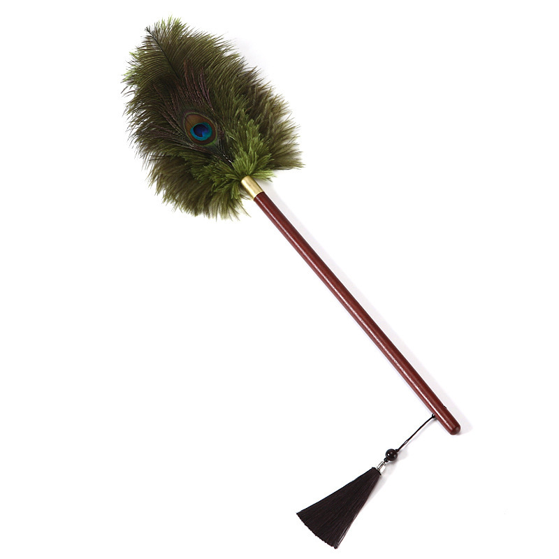 medium-sized walnut ostrich feather duster