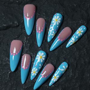 Uñas postizas de lujo con diseño de estrella y mariposa, acrílicas, hechas a mano, de cobertura completa, al por mayor, precio de fábrica. - Product Image 4